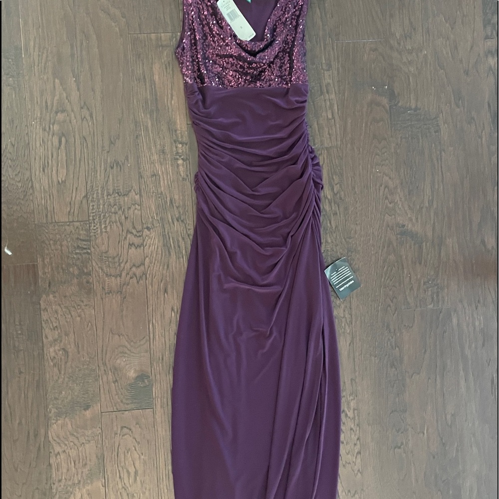 Purple Sequin Top Long Dress